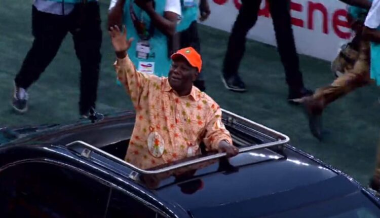 arrivée du président Alassane Ouattara à l'ouverture de la CAN 2023