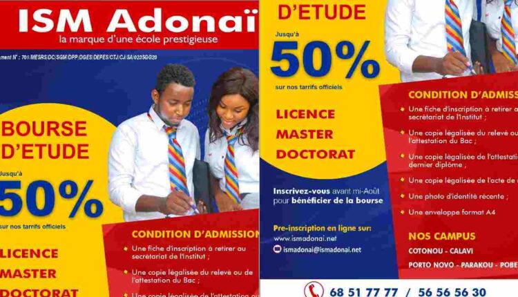 l’Institut Supérieur de Management, ISM Adonaï offre 200 demi bourses aux nouveaux bacheliers